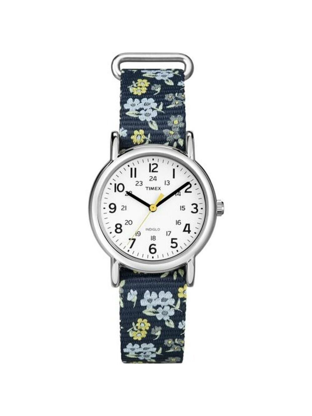 Womens Floral Nylon Strap Watch 31mm White Dial Water Resistant Light Up
